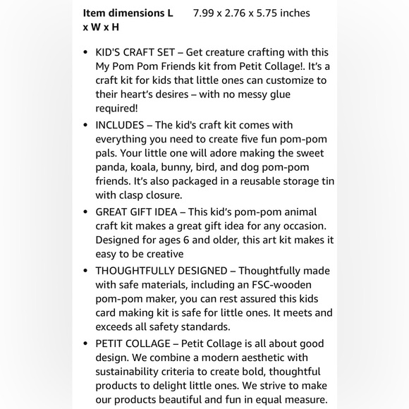 Petit Collage My Pompom Friends Craft Kit - Picture 5 of 5